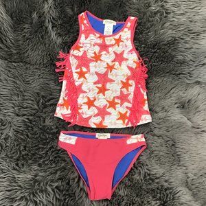 Jessica Simpson | Girl's 2 Piece Bathing Suit | Pink & White | Size 8